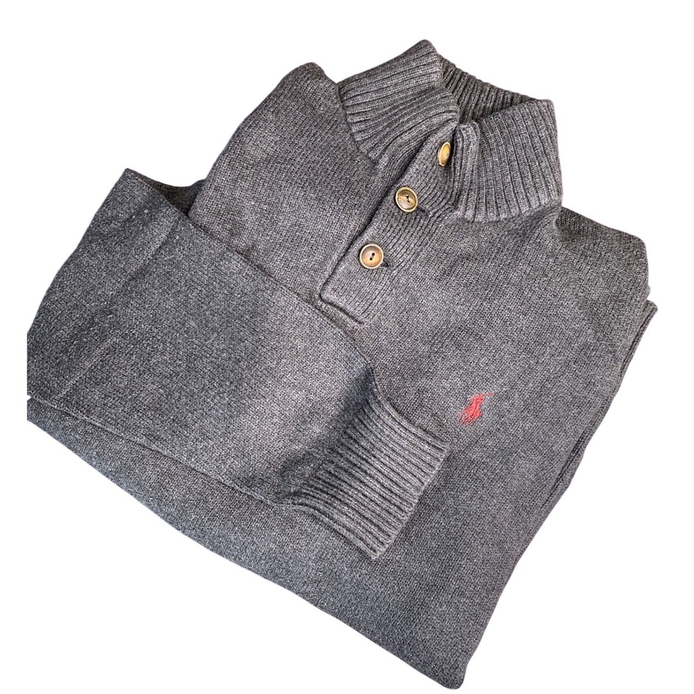 Polo Ralph Lauren Grey Pullover Sweater Sz XL Fisherman‎ Nautical Coastal Preppy